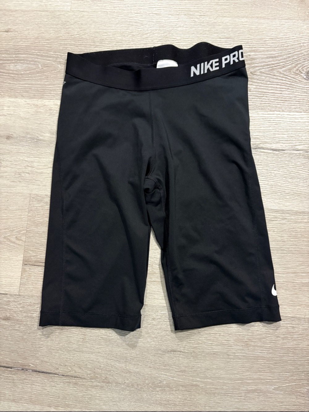 Nike Black Women's Bike Shorts with White Swoosh